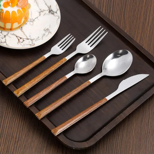 Load image into Gallery viewer, Wooden Handle Cutlery Set
