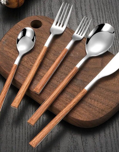 Load image into Gallery viewer, Wooden Handle Cutlery Set
